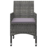 Set Bistrot Giardino 3 pz Polyrattan e Vetro Temperato Grigio