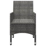 Set Bistrot Giardino 3 pz Polyrattan e Vetro Temperato Grigio