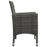 Set Bistrot Giardino 3 pz Polyrattan e Vetro Temperato Grigio