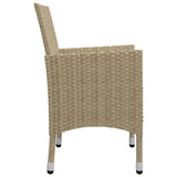 Set Bistrot da Giardino 3 pz Polyrattan e Vetro Temperato Beige