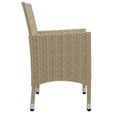Set Bistrot da Giardino 3 pz Polyrattan e Vetro Temperato Beige