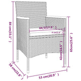 Set da Bistrot per Giardino 5pz Polyrattan Vetro Temperato Nero