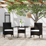 Set da Pranzo per Giardino 3 pz in Polyrattan Nero