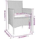 Set Mobili da Pranzo per Giardino 3 pz in Polyrattan Beige