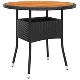 Set da Pranzo per Giardino 3 pz in Polyrattan Nero