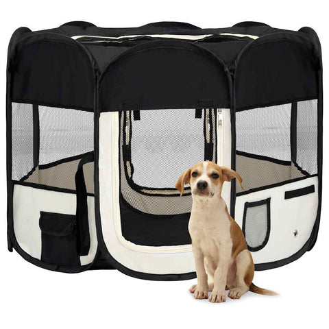 Box per Cani Pieghevole con Borsa Trasporto Nero 90x90x58 cm