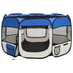 Box per Cani Pieghevole con Borsa Trasporto Blu 110x110x58 cm