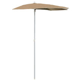 Ombrellone Semicircolare da Giardino con Palo 180x90 cm Tortora