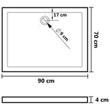 Piatto Doccia con Superficie Puntinata Bianco 90x70x4 cm in ABS