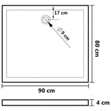 Piatto Doccia in ABS Rettangolare Bianco 80x90 cm