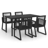 Set da Pranzo da Giardino 5 pz in Rattan PVC Nero