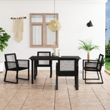 Set da Pranzo da Giardino 5 pz in Rattan PVC Nero