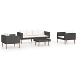 Set Divani da Giardino 4 pz con Cuscini in Polyrattan Nero