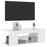 Mobile Porta TV con Luci LED Bianco Lucido 90x39x30 cm