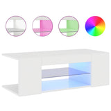 Mobile Porta TV con Luci LED Bianco Lucido 90x39x30 cm