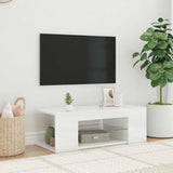 Mobile Porta TV con Luci LED Bianco Lucido 90x39x30 cm