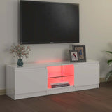 Mobile Porta TV con Luci LED Bianco Lucido 120x30x36 cm