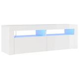 Mobile Porta TV con Luci LED Bianco Lucido 120x35x40 cm