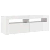 Mobile Porta TV con Luci LED Bianco Lucido 120x35x40 cm