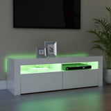 Mobile Porta TV con Luci LED Bianco Lucido 120x35x40 cm