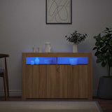 Credenza con Luci LED Rovere Sonoma 115,5x30x75 cm