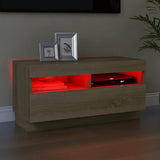 Mobile Porta TV con Luci LED Rovere Sonoma 80x35x40 cm