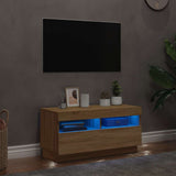 Mobile Porta TV con Luci LED Rovere Sonoma 80x35x40 cm