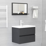 Specchio da Bagno Grigio 60x10,5x37 cm in Legno truciolato