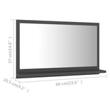 Specchio da Bagno Grigio 60x10,5x37 cm in Legno truciolato