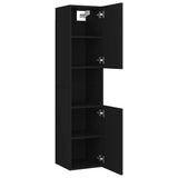 Mobile da Bagno Nero 30x30x130 cm in Legno truciolato