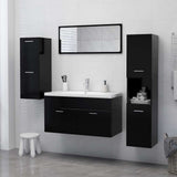 Mobile da Bagno Nero 30x30x130 cm in Legno truciolato