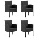 Set da Pranzo da Giardino 5 pz in Polyrattan Nero