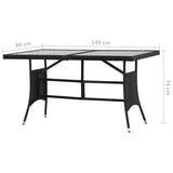 Set da Pranzo da Giardino 5 pz in Polyrattan Nero