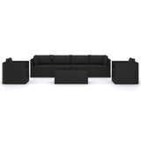Set Divani da Giardino 7 pz con Cuscini in Polyrattan Nero