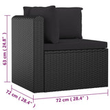 Set Divani da Giardino 7 pz con Cuscini in Polyrattan Nero