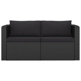 Set Divani da Giardino 7 pz con Cuscini in Polyrattan Nero