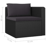 Set Divani da Giardino 7 pz con Cuscini in Polyrattan Nero