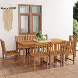 Set da pranzo da giardino 9 pz 180x90 cm in legno massello di teak