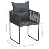 Set da Pranzo da Giardino 3 pz in Rattan PVC Nero e Marrone