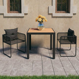 Set da Pranzo da Giardino 3 pz in Rattan PVC Nero e Marrone