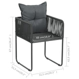 Set da Pranzo da Giardino 5 pz in Rattan PVC Nero e Marrone