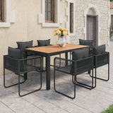 Set da Pranzo da Giardino 7 pz in Rattan PVC Nero e Marrone