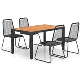 Set da Pranzo da Giardino 5 pz in Rattan PVC Nero e Marrone