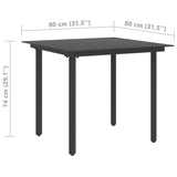 Set da Pranzo da Giardino 5 pz in Rattan PVC Nero