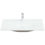 Lavabo da Incasso con Rubinetto 91x39x18 cm in Ceramica Bianco