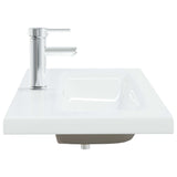 Lavabo da Incasso con Rubinetto 91x39x18 cm in Ceramica Bianco