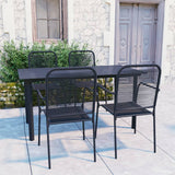Set da Pranzo da Giardino 5 pz Nero in Vetro e Acciaio