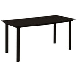 Set da Pranzo da Giardino 7 pz Nero in Vetro e Acciaio
