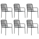 Set da Pranzo da Giardino 7 pz Nero in Vetro e Acciaio