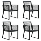 Set da Pranzo da Giardino 5 pz in Rattan PVC Nero